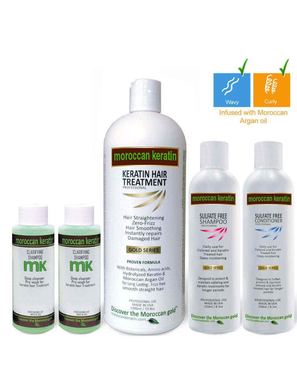 Brazilian Keratin hair Treatment by Moroccan Keratin GOLD SERIES Proven  Formula. XL set